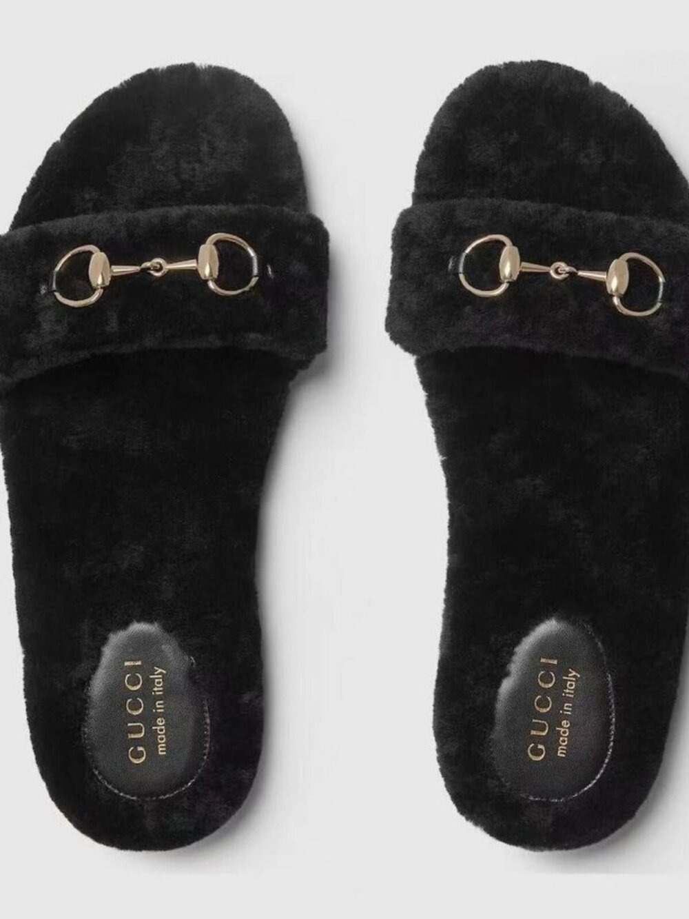 Gucci Horsebit Wool Slide Sandal Size 38.5